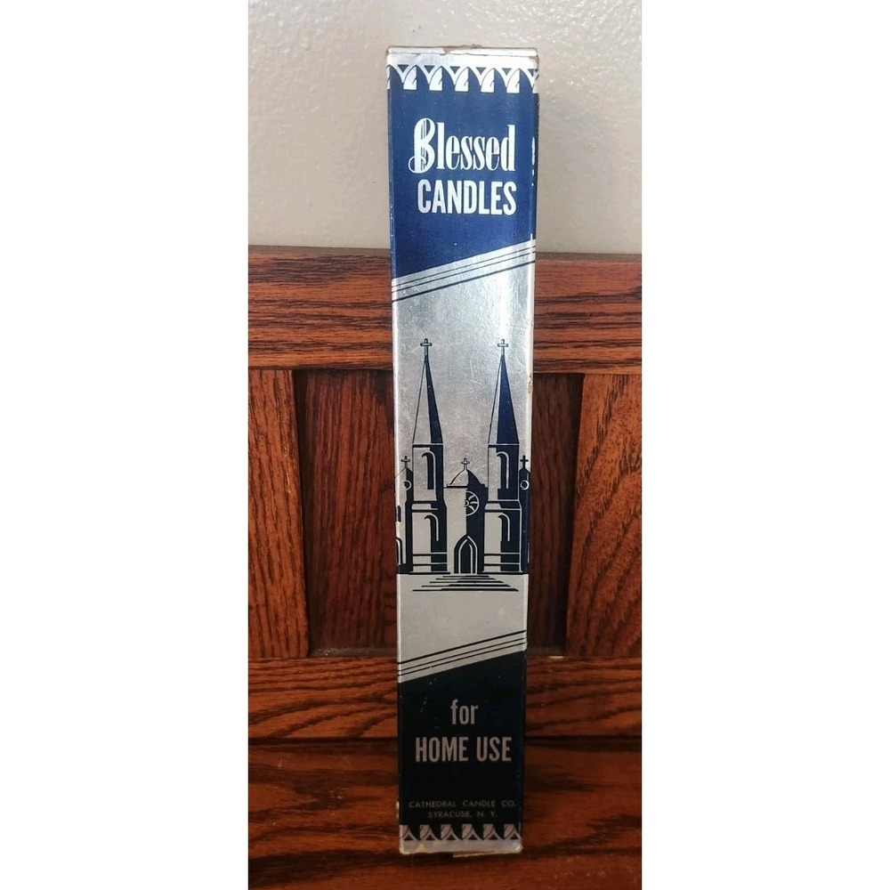 Vintage Cathedral Candle Co Blessed Candles White 10.25 Religious Catholic‎ M6